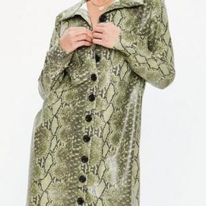 Missguidedus Green Faux Leather Snakeskin Dress